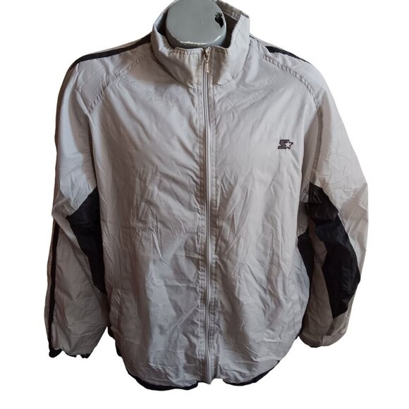 Vtg Mens Large 1990's Starter Mens Gray & Black Zip-Up Windbreaker Jacket - Picture 1 of 5